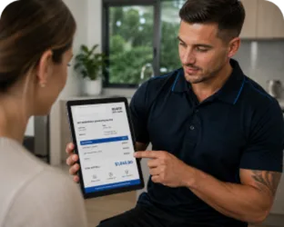 Plumber explaining a service estimate in Millers Point
