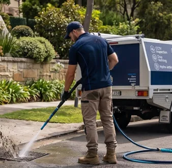 Cutting tree roots out of a Millers Point drain